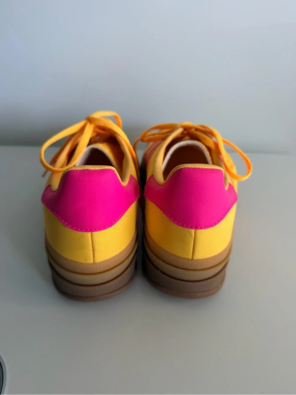adidas Gazelle Platform Women's Yellow and Pink Retro Sneakers - Picture 3 of 6